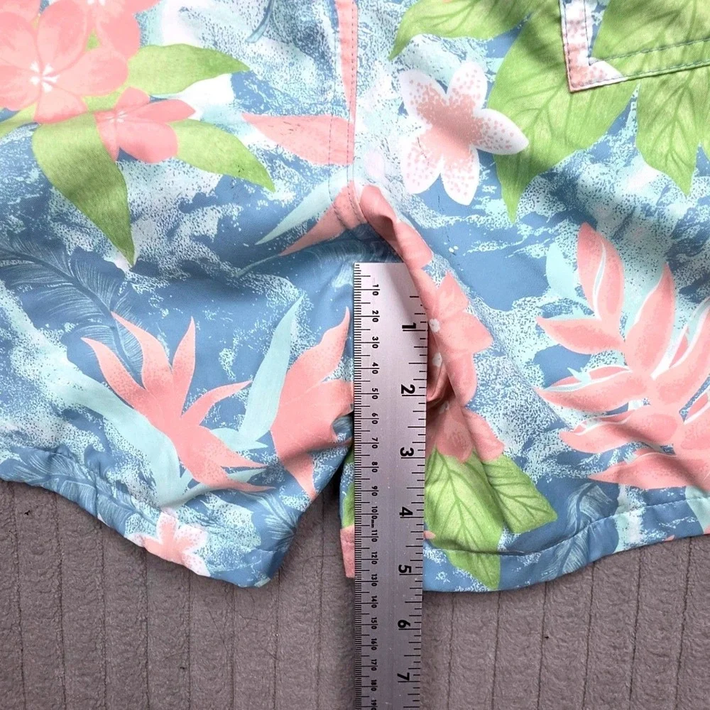 Nike Mens Tropical Floral Swim Trunks Blue Pink Green Mesh Lined Small‎